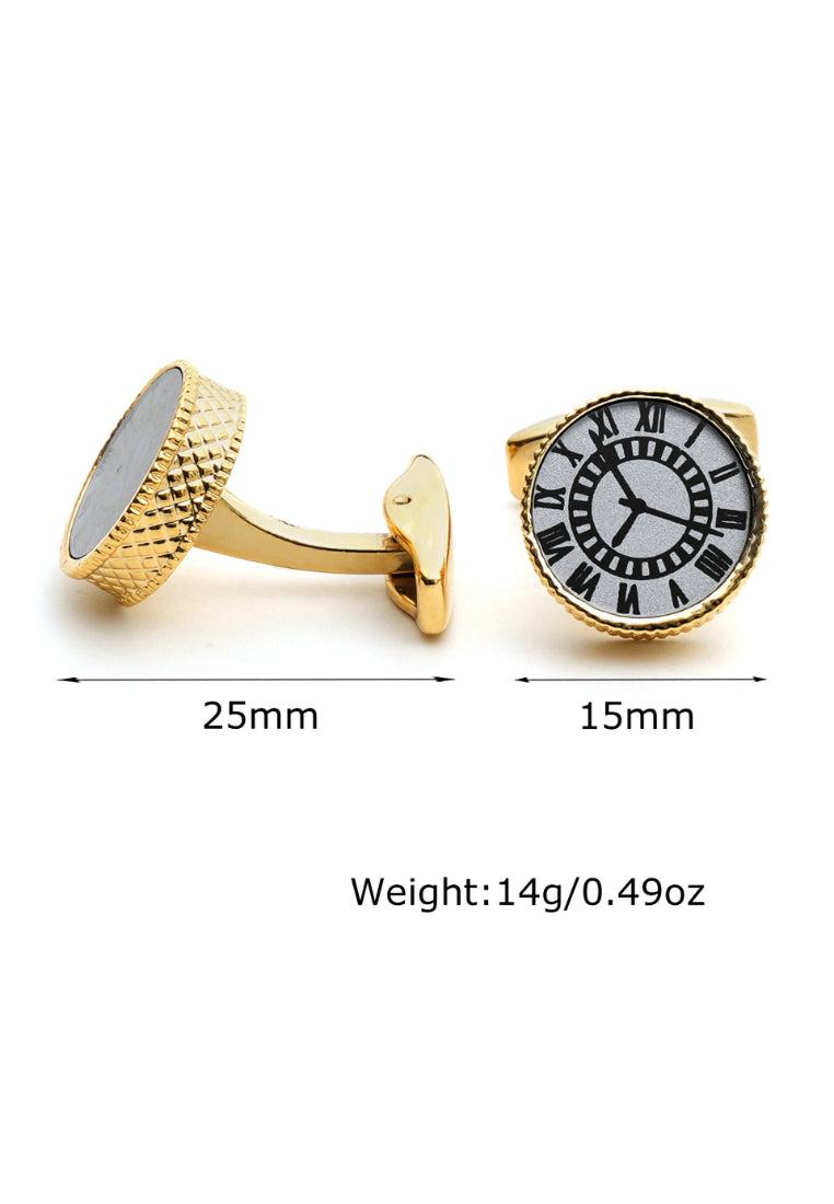 Men's Cufflinks Simple Clock Shape Round Shirt Cuff Button