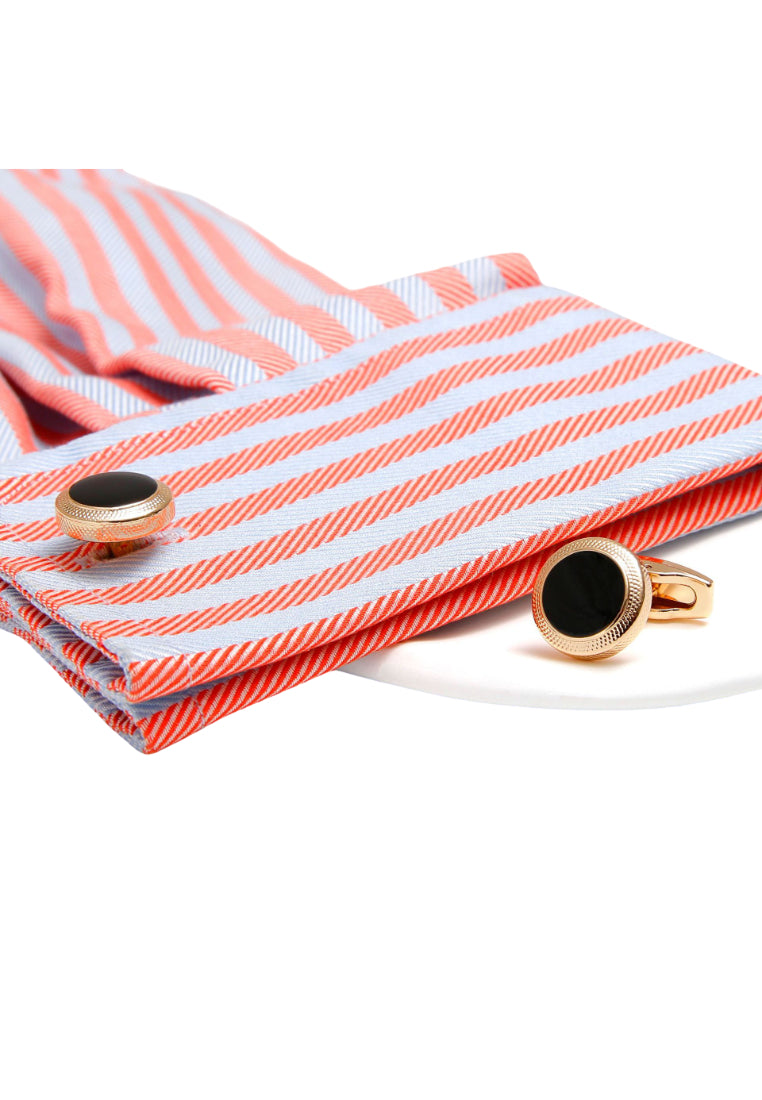 Men's Cufflinks Pair Simple Black Classic French Round Gold Accessories