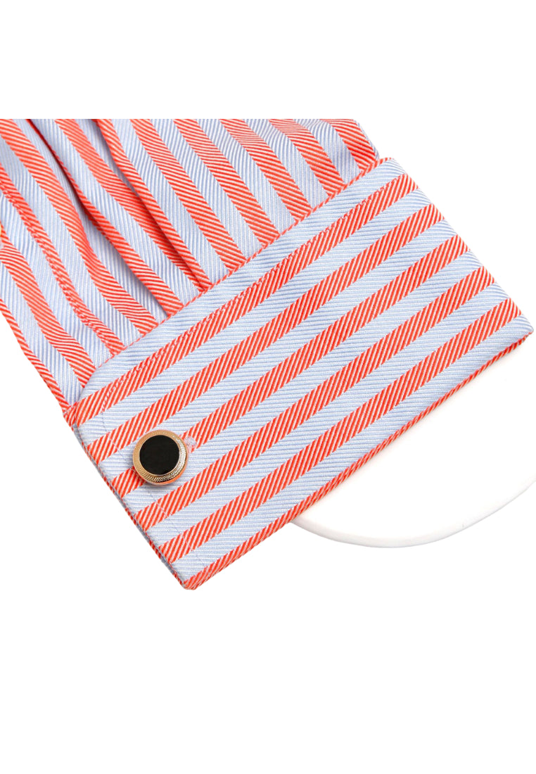 Men's Cufflinks Pair Simple Black Classic French Round Gold Accessories