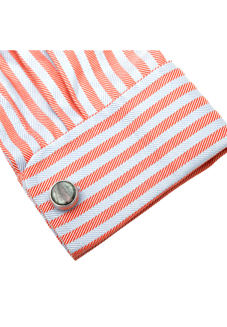 Men's Cufflinks Inlaid Green Pattern Round Silver Shirt Cuff Nail Button