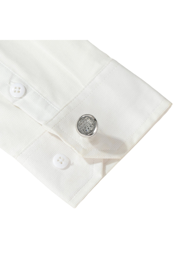 Men's Cufflinks Round Silver Color Casual Shirt Sleeve Nails