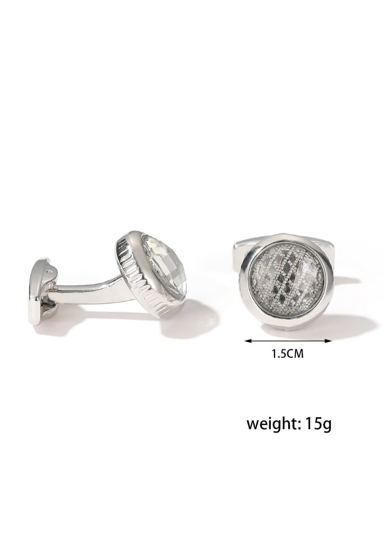 Men's Cufflinks Round Silver Color Casual Shirt Sleeve Nails