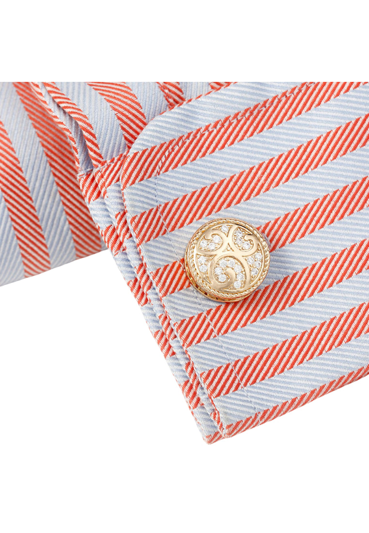 Men's Cufflinks Creative French Light Luxury Zircon Gold Round Copper Business Jewelry Pair