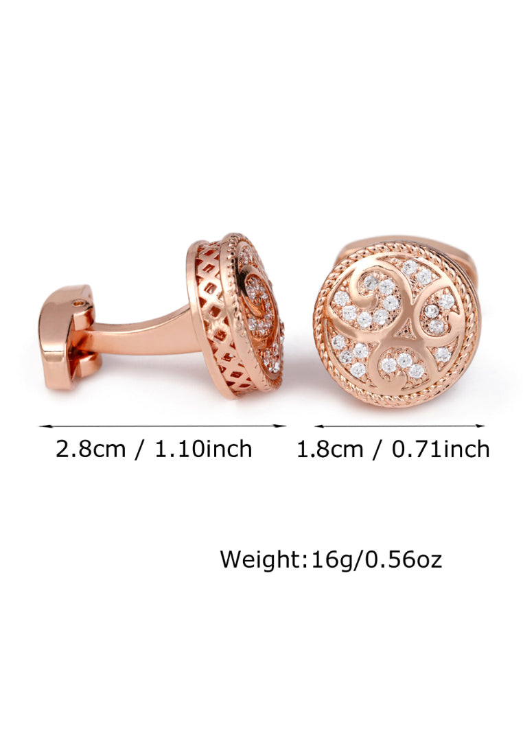 Men's Cufflinks Creative French Light Luxury Zircon Gold Round Copper Business Jewelry Pair