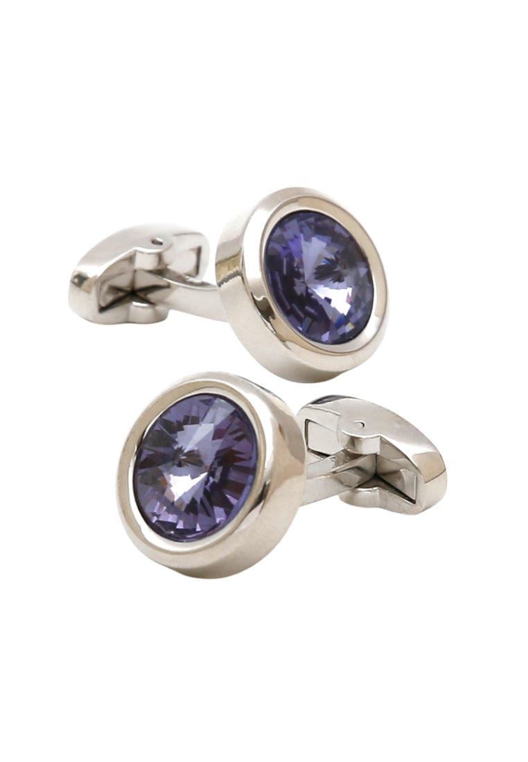 Men's Cufflinks Light Luxury French Temperament Inlaid Crystal Round Metal Shirt Sleeve Nail Jewelry