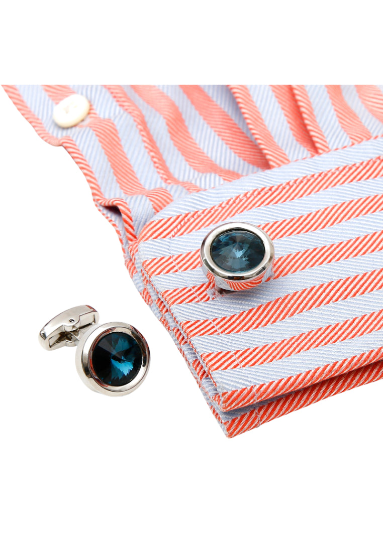 Men's Cufflinks Light Luxury French Temperament Inlaid Crystal Round Metal Shirt Sleeve Nail Jewelry