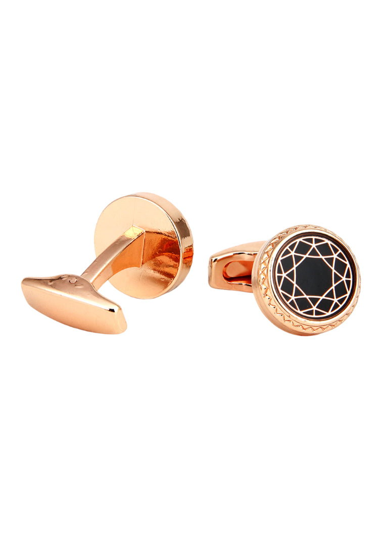 Men's Shirt Cufflinks Rose Gold Casual Pattern Round Cuff Button Jewelry Pair