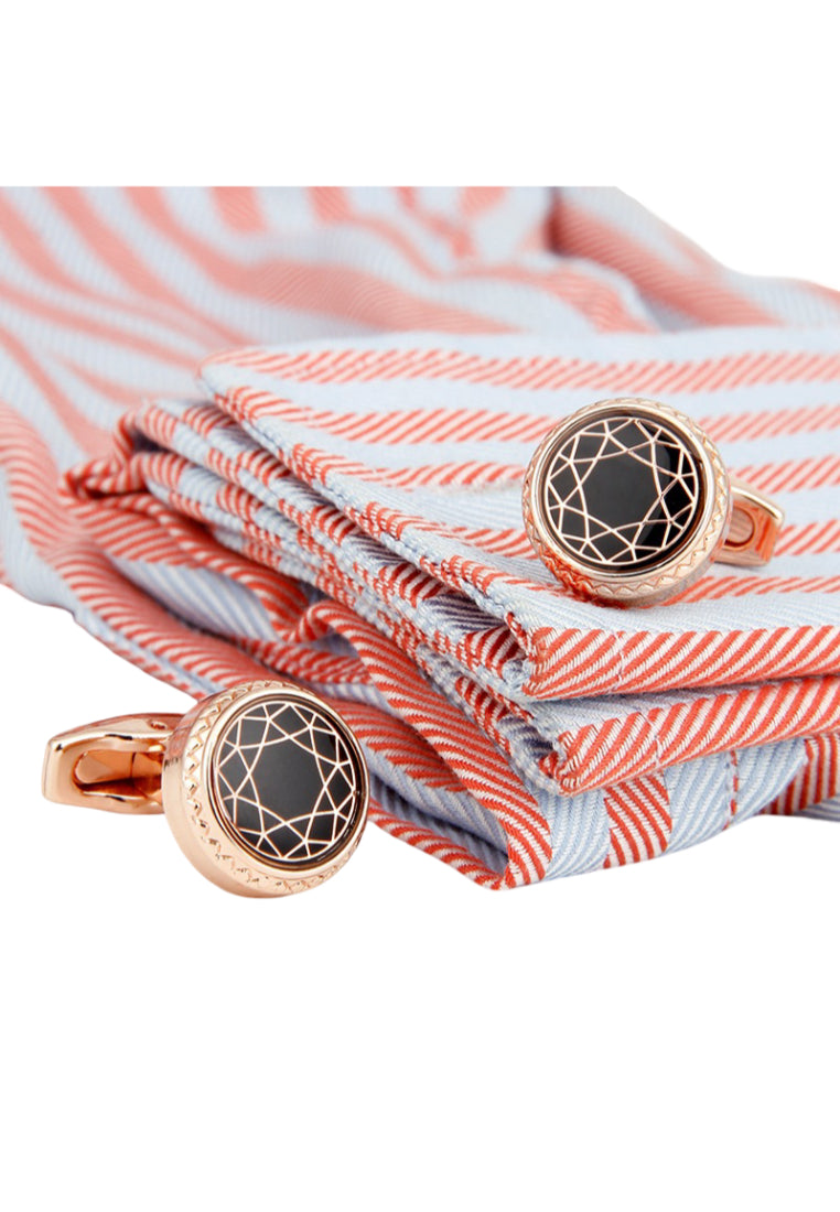 Men's Shirt Cufflinks Rose Gold Casual Pattern Round Cuff Button Jewelry Pair