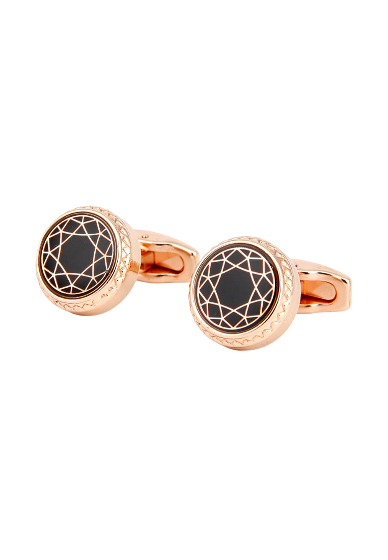 Men's Shirt Cufflinks Rose Gold Casual Pattern Round Cuff Button Jewelry Pair