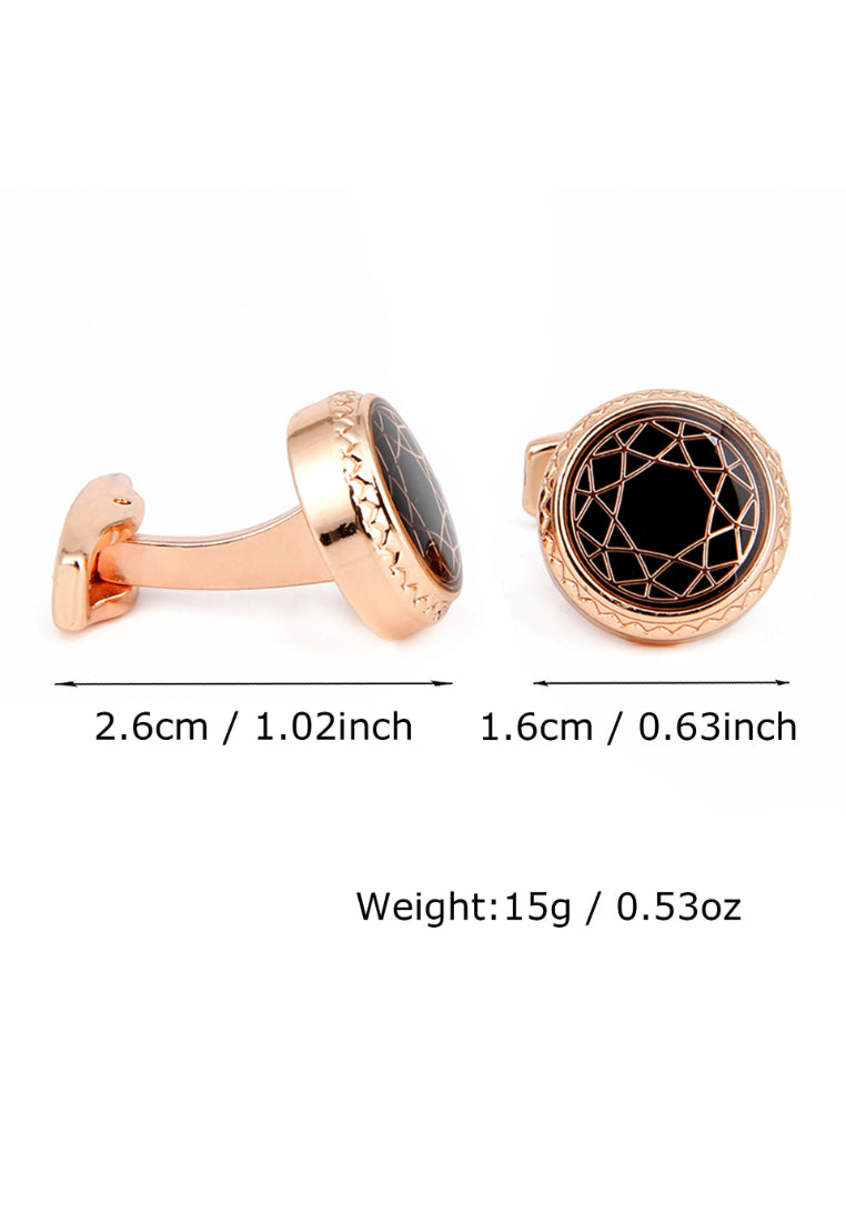 Men's Shirt Cufflinks Rose Gold Casual Pattern Round Cuff Button Jewelry Pair