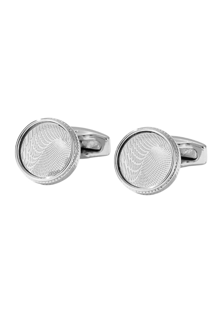 Men's Cufflinks New Silver Pattern Round Shirt Dress Jewelry Pair