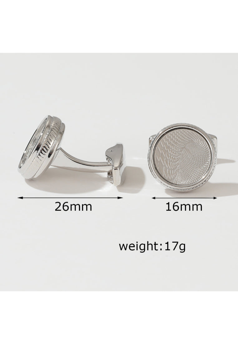 Men's Cufflinks New Silver Pattern Round Shirt Dress Jewelry Pair
