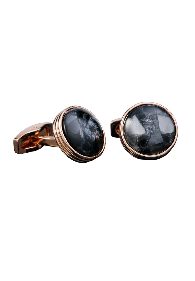 Men's Shirt Cufflinks French Round Rose Gold Pattern Jewelry Pair