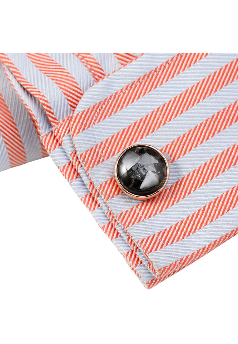 Men's Shirt Cufflinks French Round Rose Gold Pattern Jewelry Pair