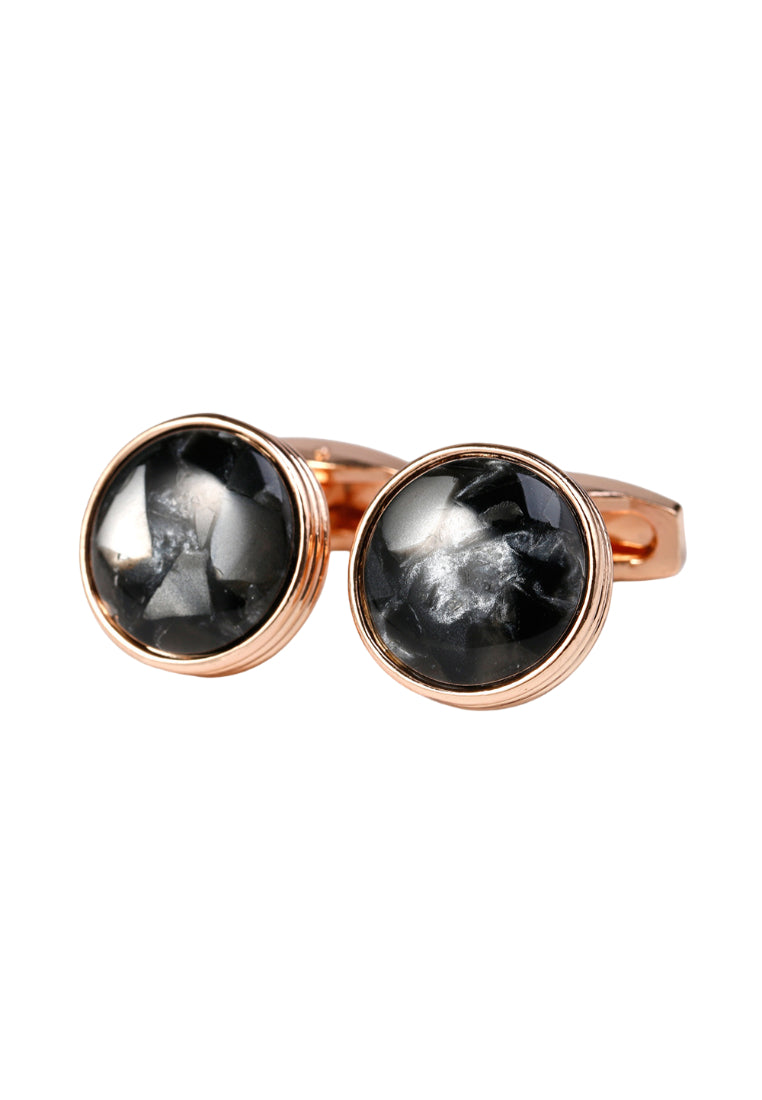 Men's Shirt Cufflinks French Round Rose Gold Pattern Jewelry Pair
