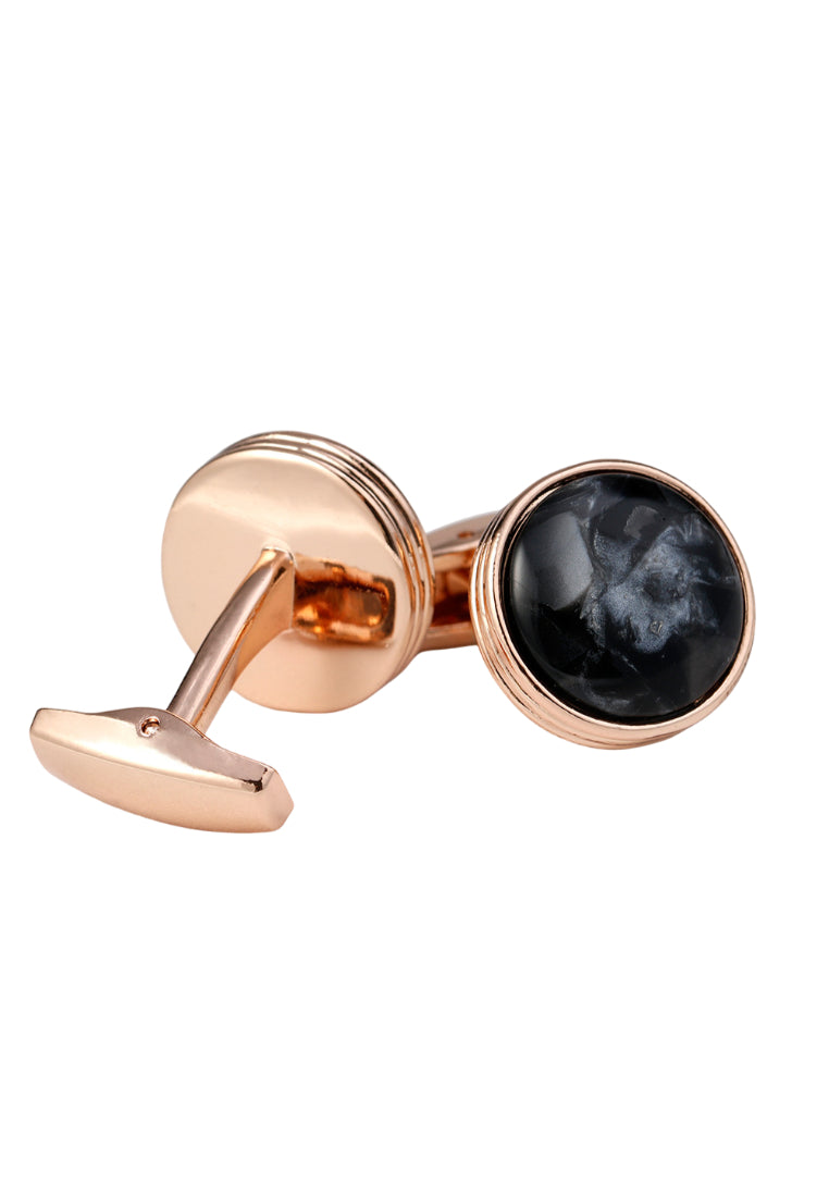 Men's Shirt Cufflinks French Round Rose Gold Pattern Jewelry Pair