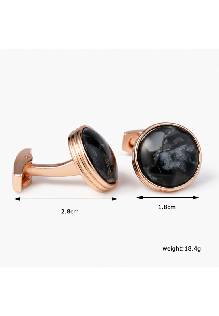 Men's Shirt Cufflinks French Round Rose Gold Pattern Jewelry Pair