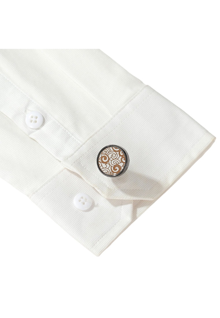 Men's Cufflinks Round Gun Gray Casual Shirt Sleeve Nails