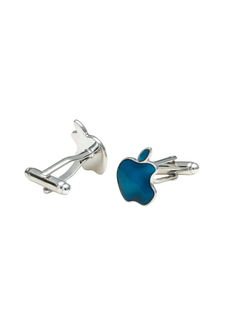 Cufflinks Simple Creative Blue Apple Shape Silver Copper Men's Shirt Accessories