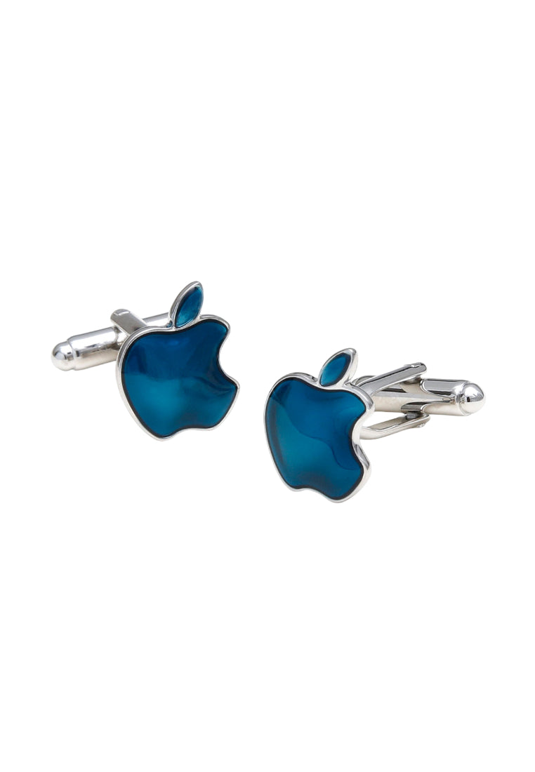 Cufflinks Simple Creative Blue Apple Shape Silver Copper Men's Shirt Accessories