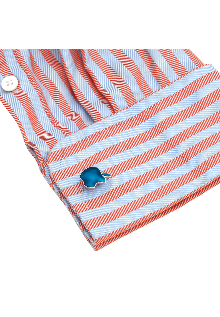 Cufflinks Simple Creative Blue Apple Shape Silver Copper Men's Shirt Accessories