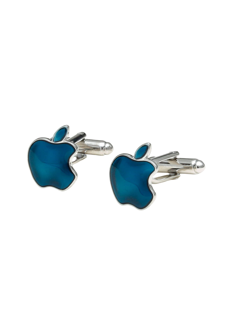Cufflinks Simple Creative Blue Apple Shape Silver Copper Men's Shirt Accessories