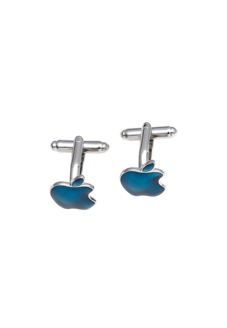 Cufflinks Simple Creative Blue Apple Shape Silver Copper Men's Shirt Accessories