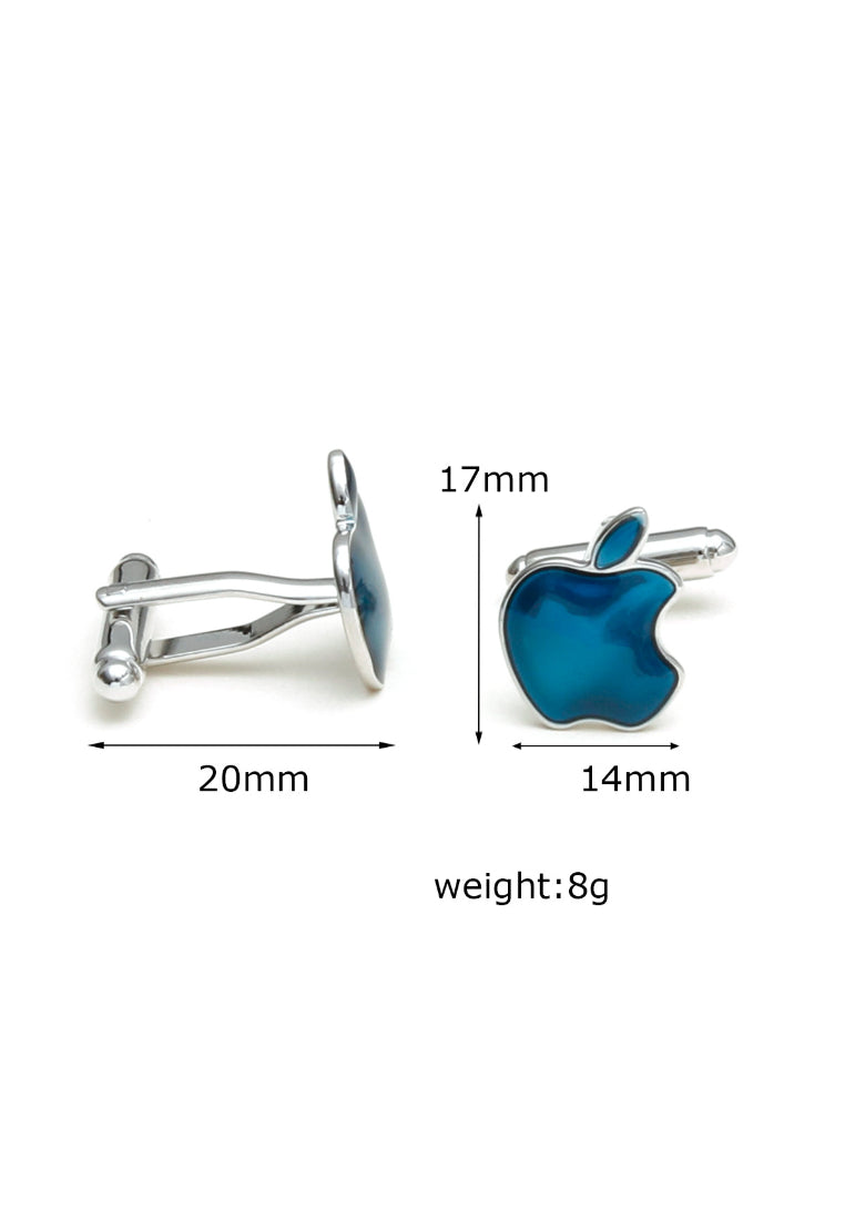 Cufflinks Simple Creative Blue Apple Shape Silver Copper Men's Shirt Accessories