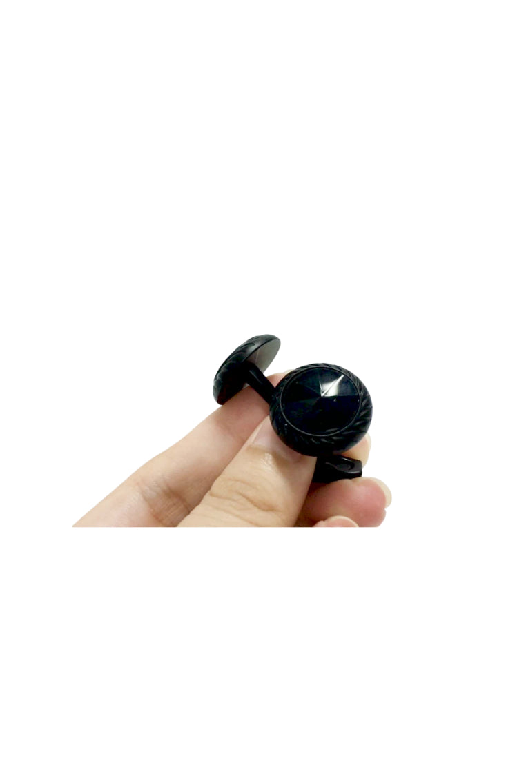 Men's Cufflinks High Quality Simple Cool Sand Black Round Shirt Button Accessories
