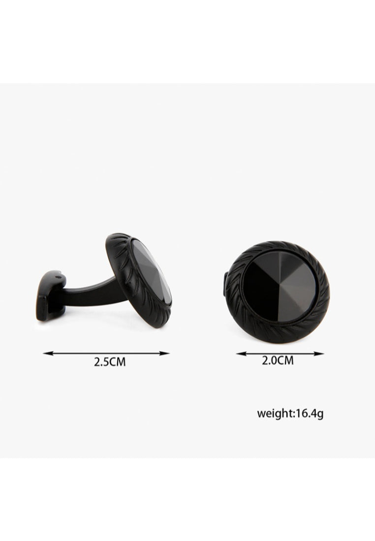 Men's Cufflinks High Quality Simple Cool Sand Black Round Shirt Button Accessories