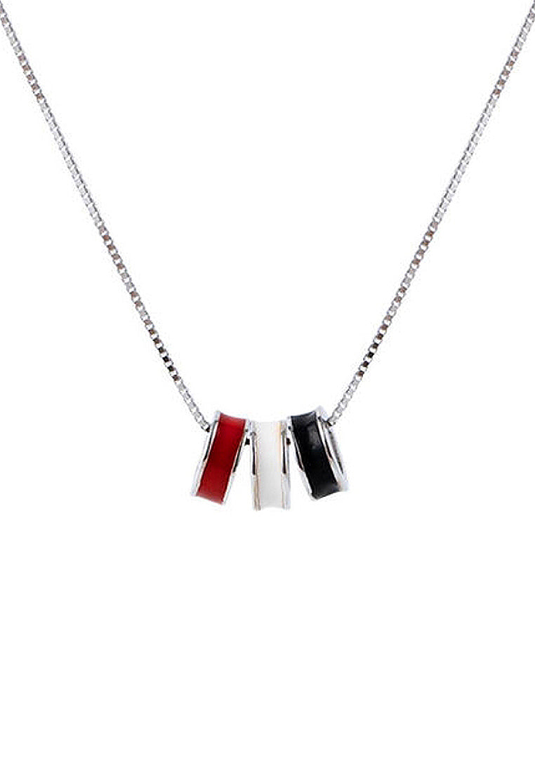Simple Three -Color Circle Pendant Necklace