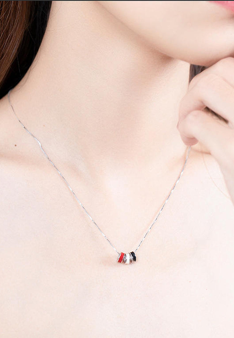 Simple Three -Color Circle Pendant Necklace