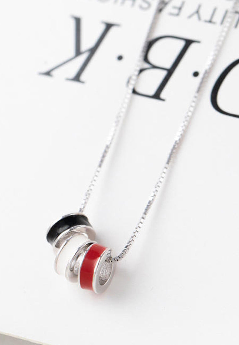 Simple Three -Color Circle Pendant Necklace