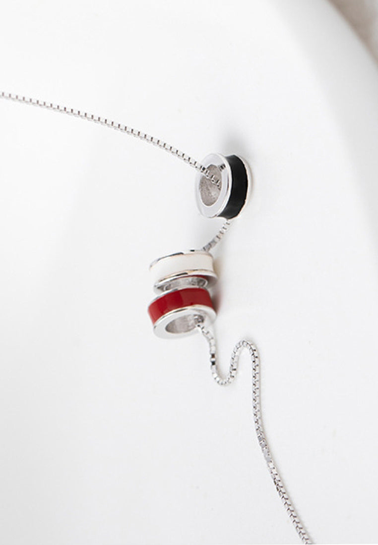 Simple Three -Color Circle Pendant Necklace