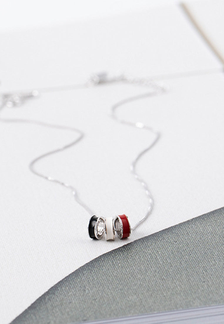 Simple Three -Color Circle Pendant Necklace