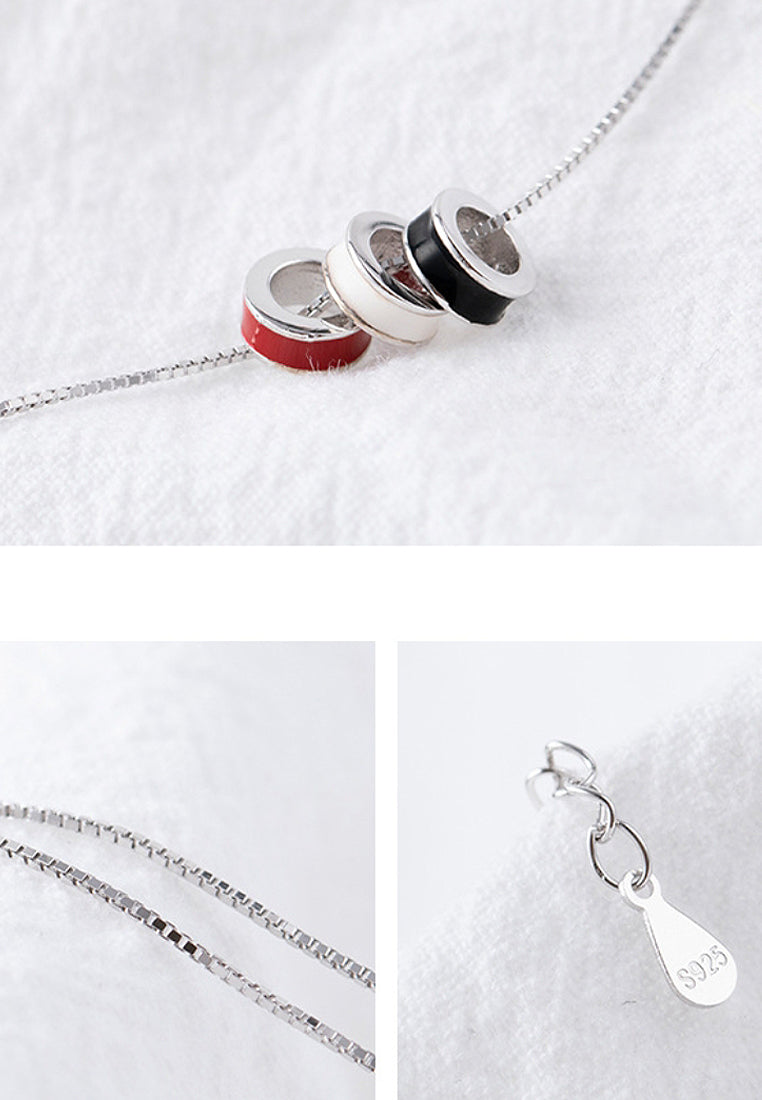 Simple Three -Color Circle Pendant Necklace