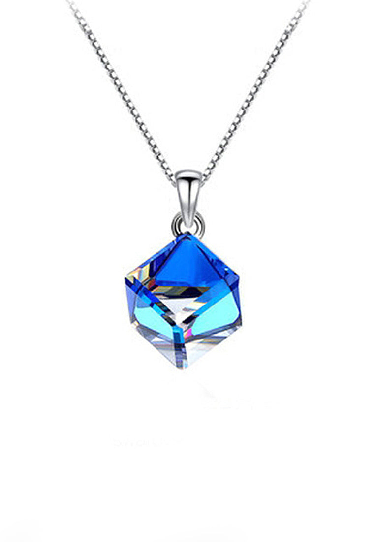 Simple Blue Rhinestone Pendant Necklace