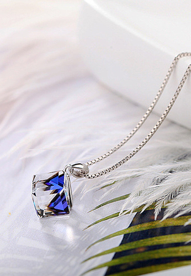 Simple Blue Rhinestone Pendant Necklace