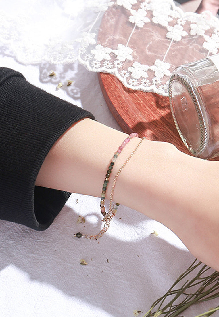 Gradient double -layer electrical stone bracelet