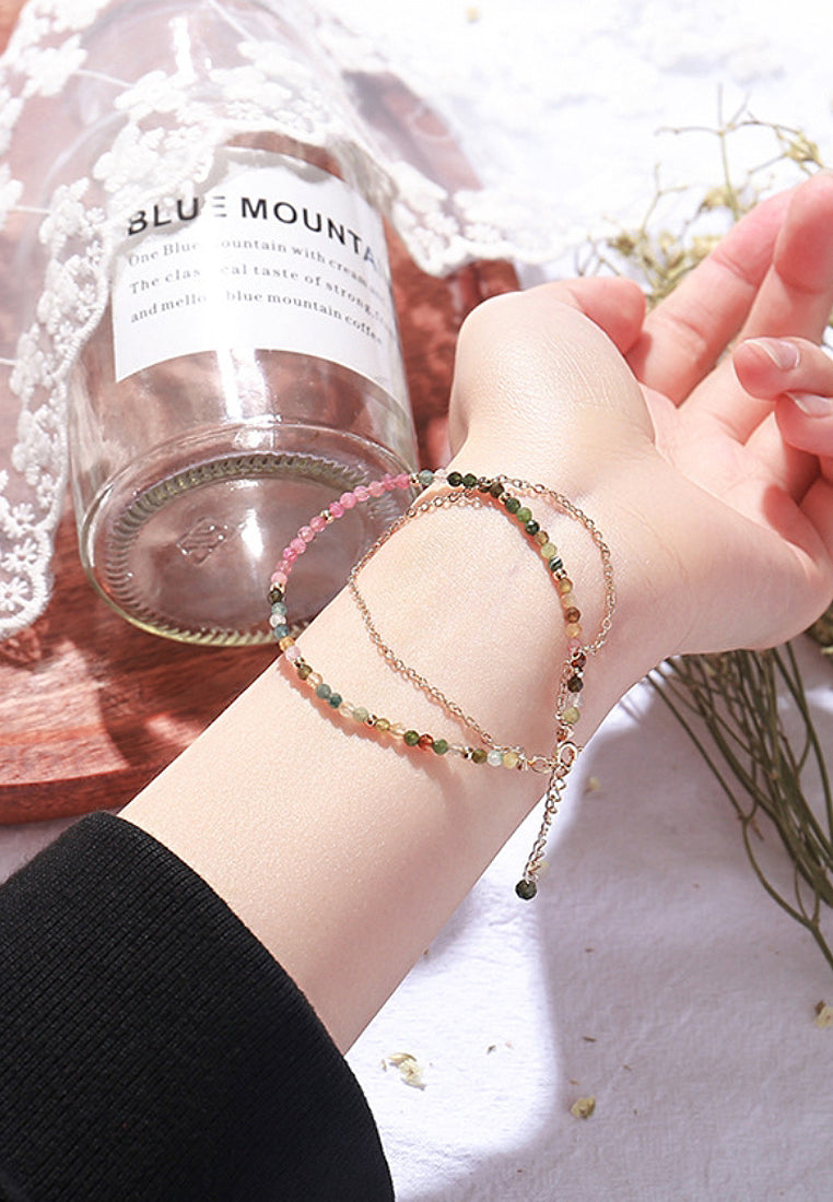 Gradient double -layer electrical stone bracelet