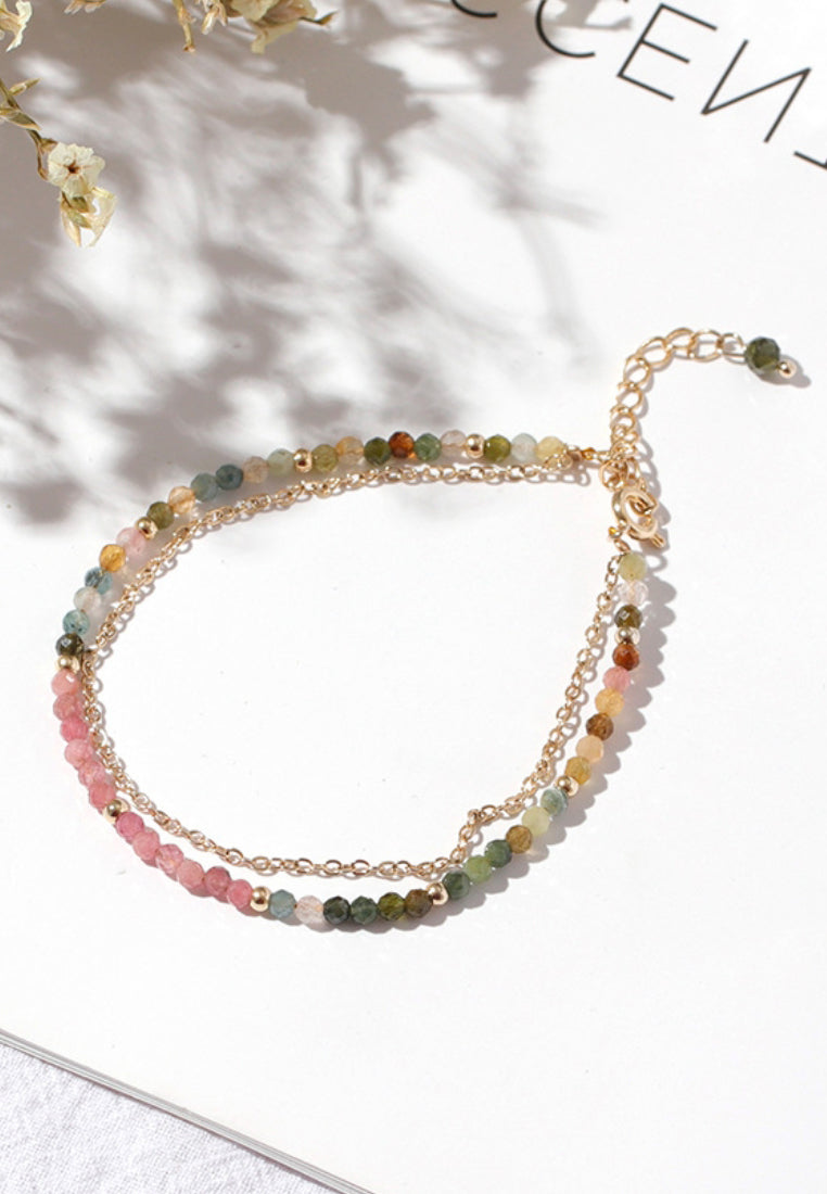 Gradient double -layer electrical stone bracelet