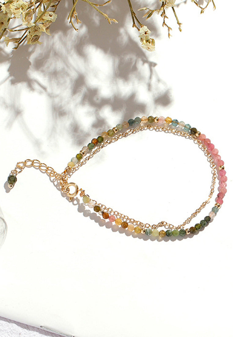 Gradient double -layer electrical stone bracelet