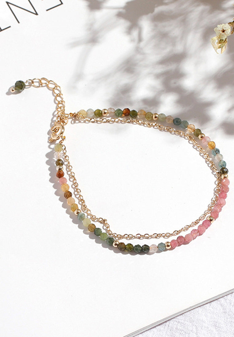 Gradient double -layer electrical stone bracelet