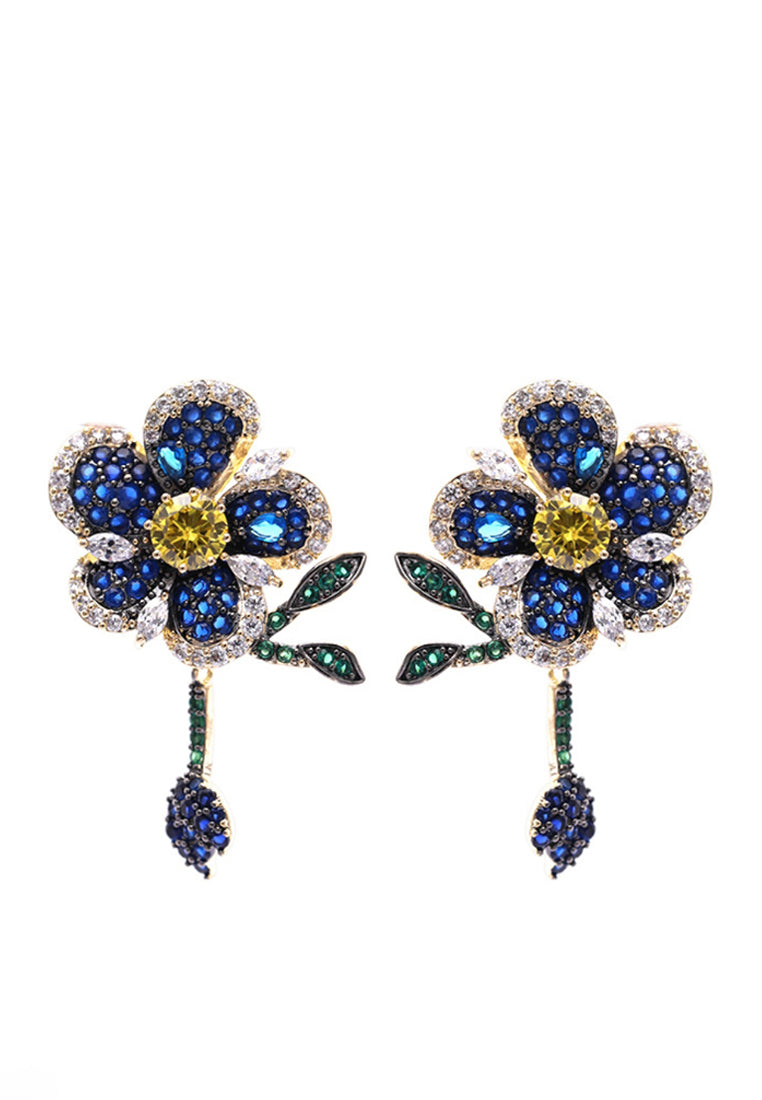 Micro -inlaid colorful flower vermiculite earrings