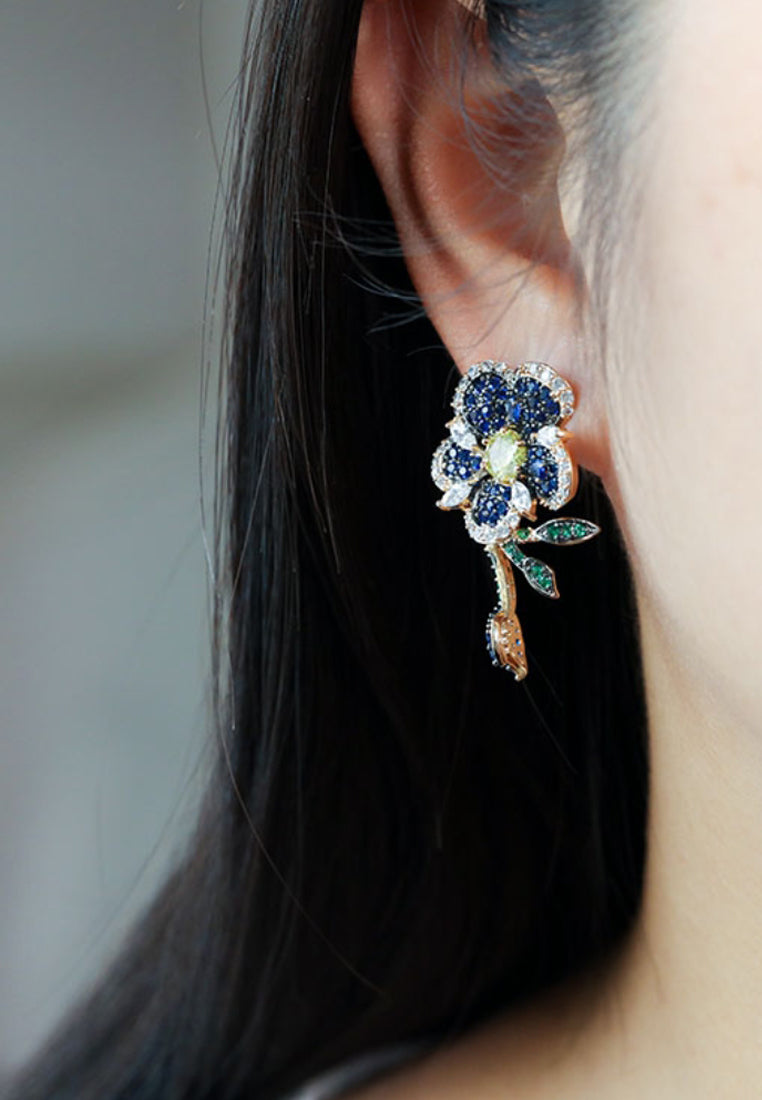 Micro -inlaid colorful flower vermiculite earrings