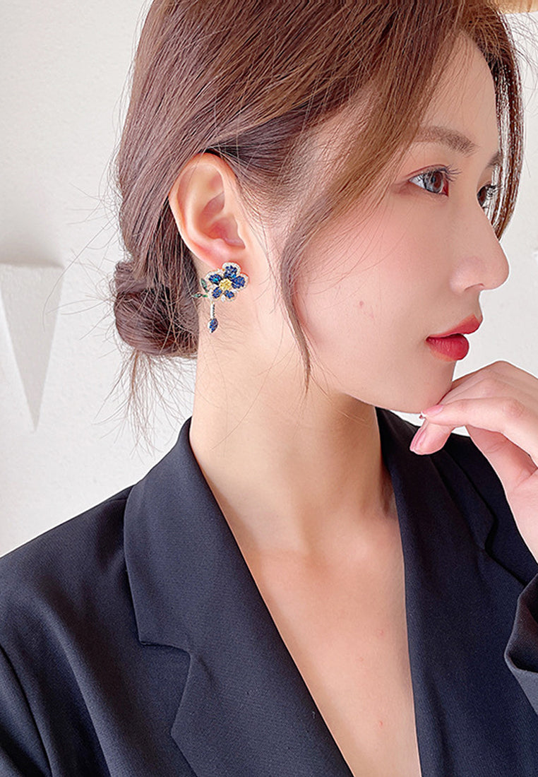 Micro -inlaid colorful flower vermiculite earrings