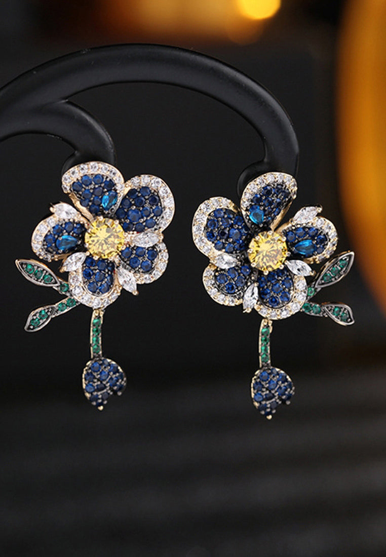 Micro -inlaid colorful flower vermiculite earrings
