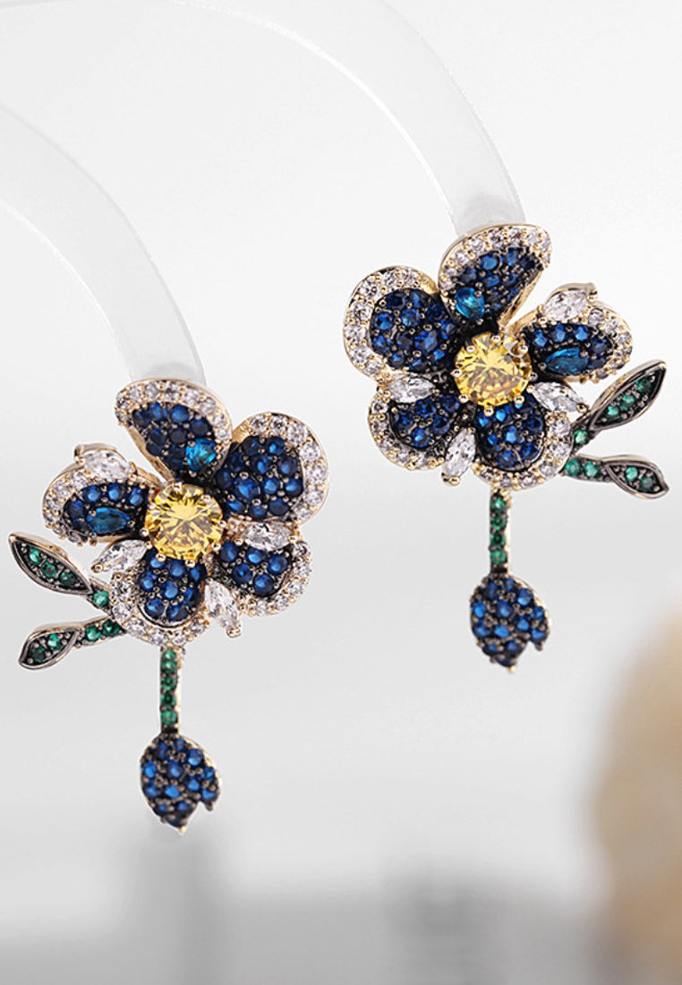 Micro -inlaid colorful flower vermiculite earrings
