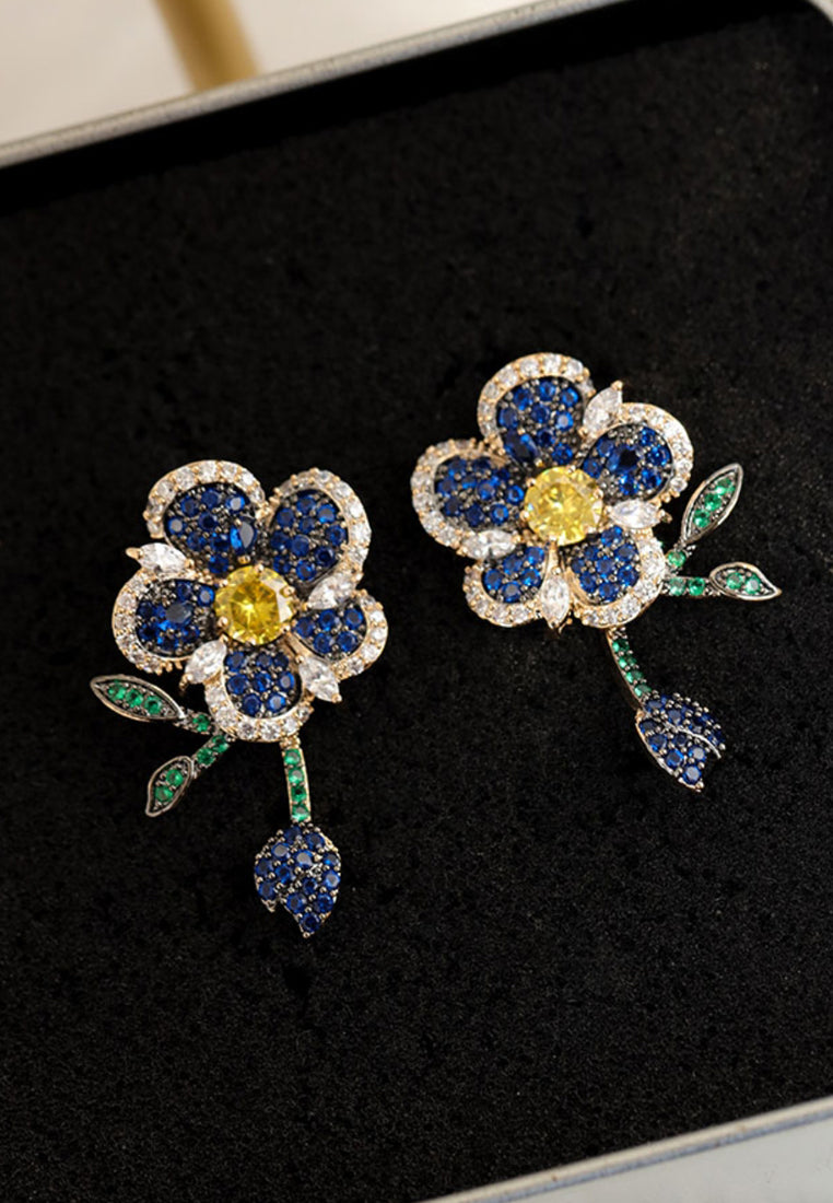 Micro -inlaid colorful flower vermiculite earrings
