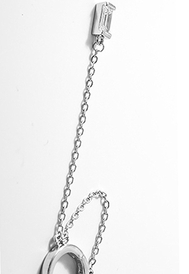 Imitation diamond cylindrical streaming pendant earrings